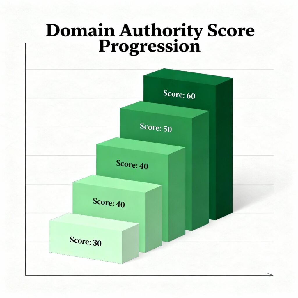 domain authority score progression