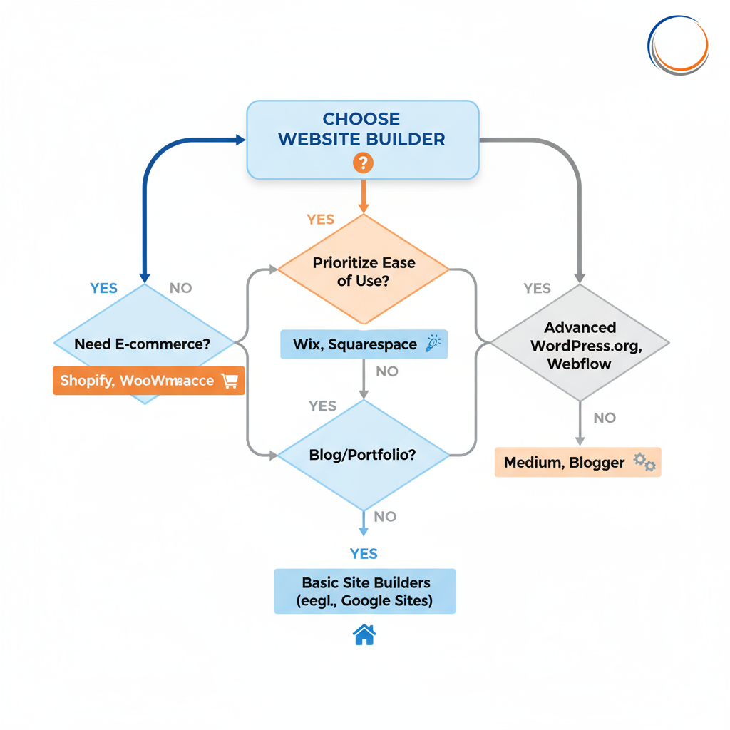 Choose the right website builder decision flowchart guide