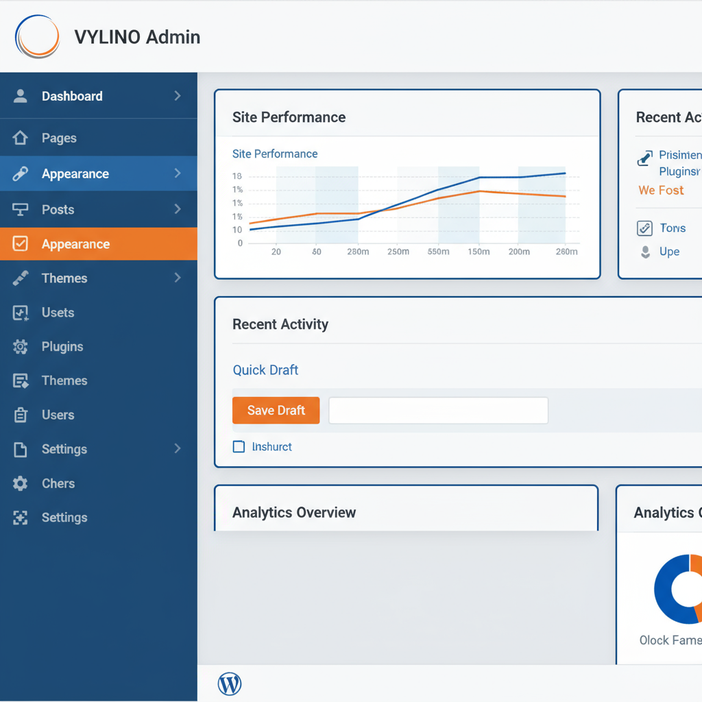 Custom WordPress site development dashboard features