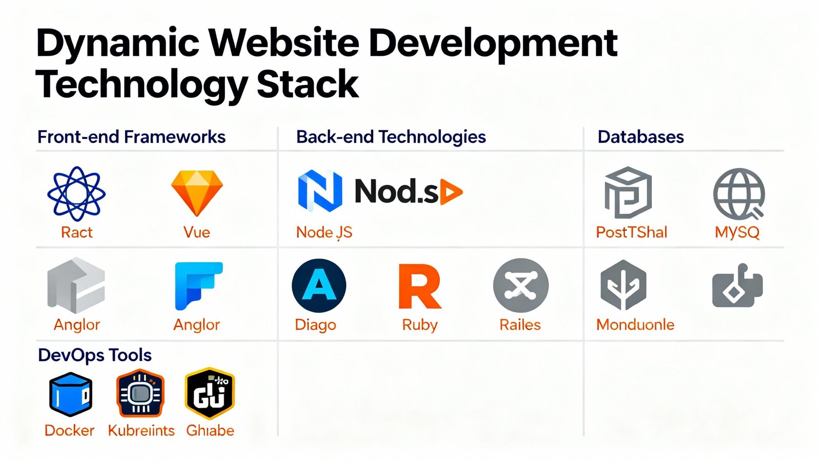 Dynamic website development technology stack and tools 