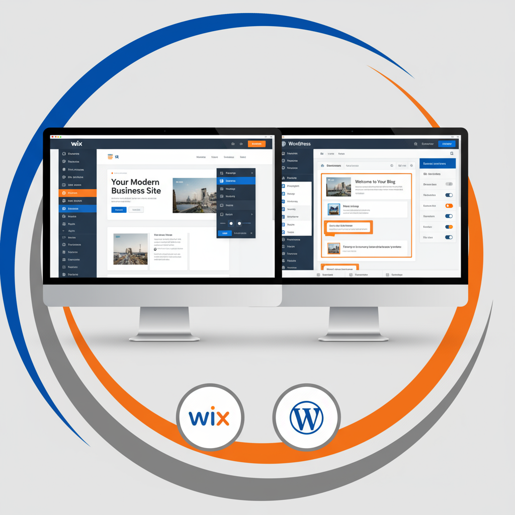 Wix vs WordPress website builder interface comparison