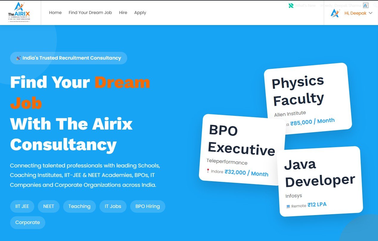 The Airix Consultancy website design by Vylino Jaipur