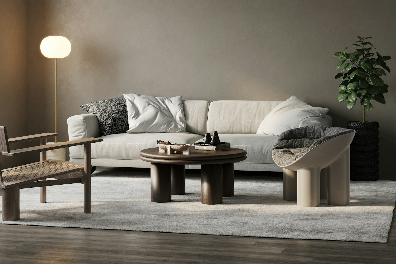 Contemporary furniture interior used in the Forma Living website concept