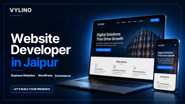 Website developer in Jaipur creating responsive business websites with Vylino